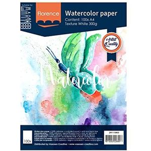 Vaessen Creative Florence Aquarelpapier, gestructureerd, 300 g/m², wit (Intense White), A4