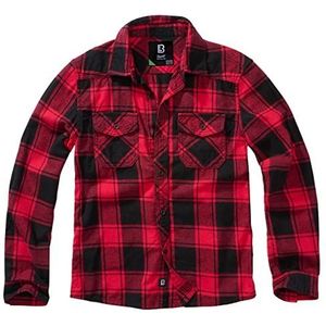 Brandit Checkshirt voor kinderen, houthakkershemd, maten 122 tot 176, rood/zwart, 170/176 cm