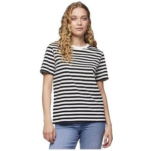 PIECES Pcria Ss Tee Stripes Noos Bc T-shirt voor dames, zwart/strepen: helder wit, XL