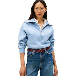 Tommy Hilfiger Dames CLASSIC SCRIPT FLEECE HALF-RITS WW0WW46632 Half Zip Sweatshirt, Blauw, XXS, Blauw (Brisk Blue Heather), XXS