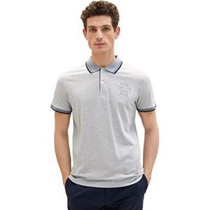 TOM TAILOR Poloshirt voor heren, 1037994, 15398-Light Stone Grey Melange, maat XL, 15398 - Light Stone Grey Melange, XL