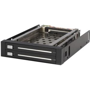 StarTech.com SATA wissellijst 3,5 inch zonder bandjes, mobiele harde schijf, opslagrek voor 2 x 6,4 cm (2,5 inch) hot-swap HDD in zwart