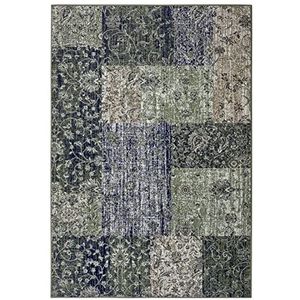 Hanse Home Tapijt Kirie - patchwork laagpolig modern vintage design tapijten voor eetkamer, woonkamer, kinderkamer, hal, slaapkamer, keuken groen 160x230 cm, 105447-160x230