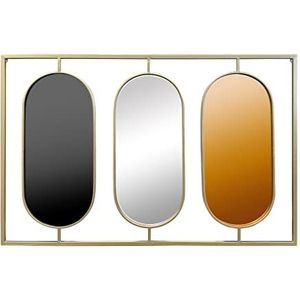 LW Collection Wandspiegel Goud Rechthoek 109x70 cm Metaal - Muurspiegel - Grote spiegelwand - Industrieel - Woonkamer - Hal - Badkamerspiegel - Spiegel met 3 kleine spiegels