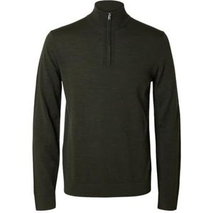 SELETED HOMME SLHTRAY LS Knit Merino Half Zip NOOS, Forest Night, XL