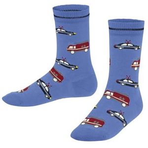 FALKE Uniseks-kind Sokken Police and Fire Cars K So katoen gedessineerd 1 paar, Blauw Blue Note 6545, 23-26