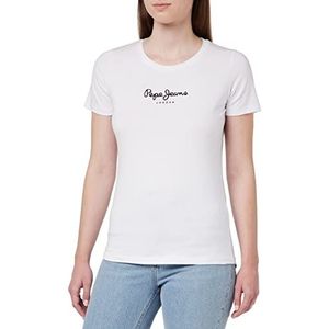 Pepe Jeans Dames New Virginia T-Shirt Slim Fit Korte Mouw Wit, Wit (wit), S