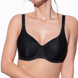 Selene - Simplexbeha met gravure in golven. - zwart - 100C