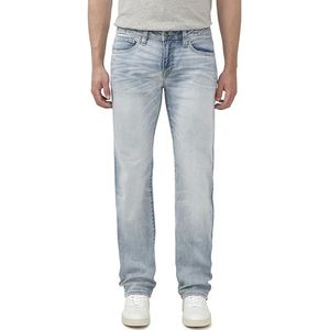 Buffalo David Bitton Men's Straight Six Jeans, Crinkled Mid Blue, 36 34