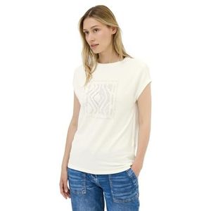 T-shirt - Vanilla White - Glitterprint - Zonder Kraag - Korte Mouwen