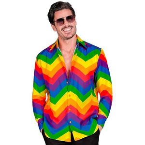 Widmann - Feestmode hemd, regenboogpatroon, LGBTQ, Christopher Street Day, carnaval