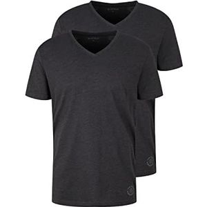 TOM TAILOR Mannen Basic T-shirt in dubbelverpakking met V-hals 1008639, 11086 - Dark Grey Melange, XL