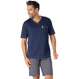 Eminence - Korte pyjama voor heren, biologisch katoen - jersey 100% biologisch katoen - T-shirt met korte mouwen V-hals + korte broek met 2 zakken - Oeko-Tex®-label Standard 100 en GOTS, marineblauw