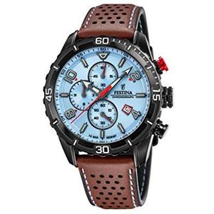 Festina Heren analoog kwartshorloge met leren armband F20519/1, bruin/zwart/blauw., groß, Riemen.