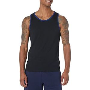 Amazon Essentials Men's Tanktop met slanke pasvorm, Zwart/Blauw, M