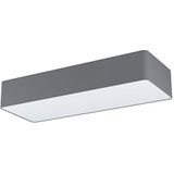 EGLO Posaderra Plafondlamp, 3-lichts moderne plafondlamp van staal, textiel en kunststof in grijs en wit, voor woonkamer/keuken/hal, E27-fitting, leng