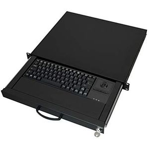 aixcase AIX-19K1UKDETB-B 19"" toetsenbordlade 1HE met toetsenbord DE + trackball, USB