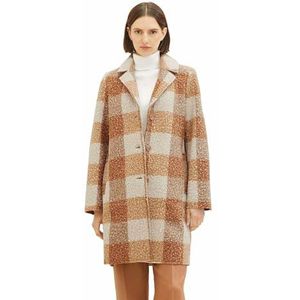 TOM TAILOR Bouclé damesjas met ruitpatroon, 32512 - Blush Beige geruite print, L