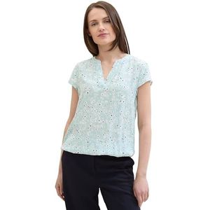 TOM TAILOR Damesblouse met korte mouwen en patroon, 35293 - Blue Tiny Flower Design, 42