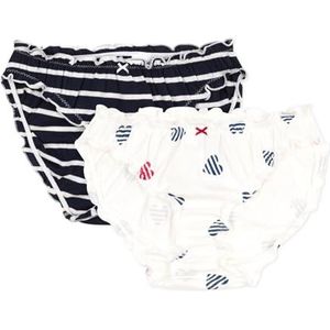 PETIT BATEAU - Set van 2 Slips - Blauw - Katoen - Met Franjes