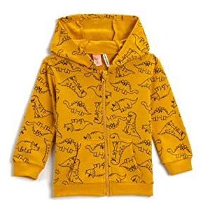 Koton Bedrukt sweatshirt met capuchon en ritssluiting, katoen, trainingspak voor jongens, Mosterd-design (1d9), 6-9 mesi