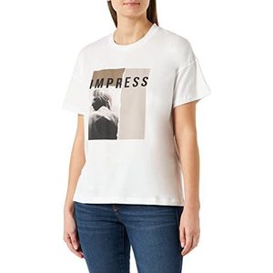KAFFE Dames T-shirt Top Blouse Print Oversize, krijt, L