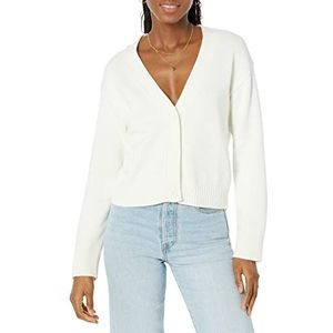 Amazon Essentials Dames Relaxed Fit V-hals Cropped Cardigan, Eggshell Wit, Large
