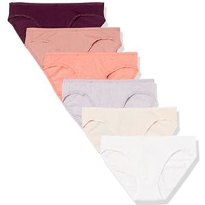 Amazon Essentials Women's Katoenen onderbroek in bikinimodel (verkrijgbaar in grote maten), Pack of 6, Neutrale tinten, XXL