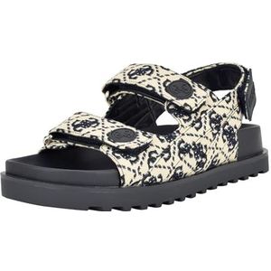 GUESS Fadey Platte sandaal voor dames, Ivoor Donkerblauw Logo Multi, 39.5 EU