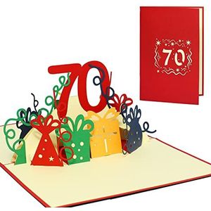 Lin LINPopUp® 3D wenskaart; verjaardagskaart 70e verjaardag, wenskaarten 70 jaar, rood (nr. 24)