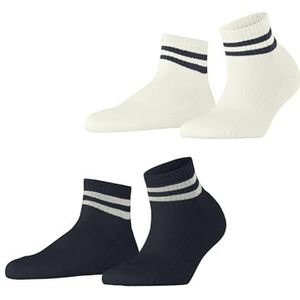 ESPRIT Dames Korte sokken Active Tennis Multipack W Sn katoen kort gedessineerd 2 paar, Veelkleurig Weiß Blau 0020, 35-38