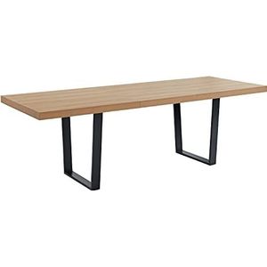 BAÏTA - Uitschuifbare tafel Felix eiken en metaal zwart 180 tot 240 cm
