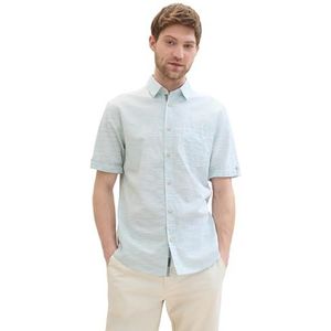 TOM TAILOR heren overhemd, 35742 - Teal Wit Onregelmatige Structuur, 3XL