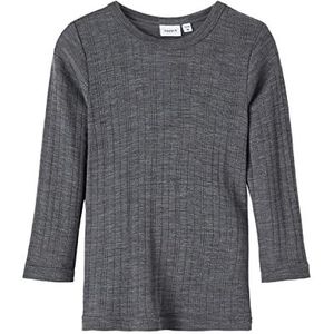 NAME IT Babyjongens NMMWANG Wool NE.LS TOP SOLID NOOS XXIII T-shirts, Iron Gate, 86, iron gate, 86 cm