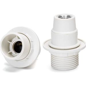 Zelfborgende lamphouder van kunststof, E14, halfschroefdraad, wit
