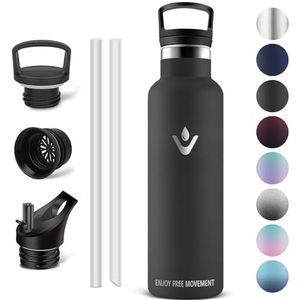 Vikaster Thermosfles, 750 ml, BPA-vrije drinkfles, thermosfles met rietje, voor school, sport, fiets, camping, fitness, outdoor