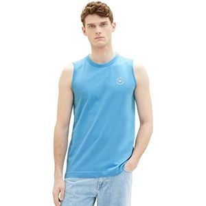 TOM TAILOR Basic tanktop voor heren met logo-print, 18395, Rainy Sky Blue, 3XL