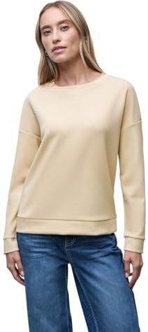 Street One Dames Shirt met geribd detail in Beige, in size: 34