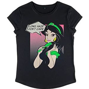 Disney Dames Aladdin-Jastein Organic Rold Sleeve T-Shirt, Zwart, S, zwart, S