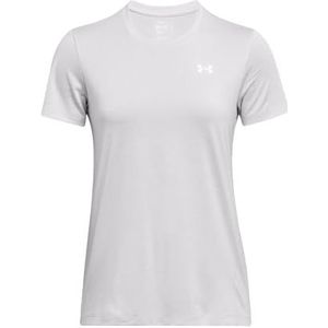 Under Armour Dames Tech Twist korte mouw Crew, (014) Halo Grijs/Wit/Wit, M