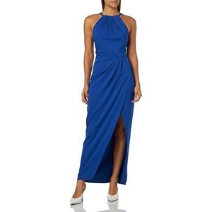 Angelika Józefczyk, Sofia Damesjurk, gedrapeerde gebreide jurk, maxi-lengte, blauw, maat S, blauw, 38