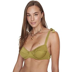 Trendyol Vrouwen Balkon Gebreide Bikini Top, Groen, 44