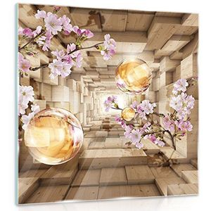 'delester Design gt10217g2 wanddecoratie tunnel effect 3D met bloemen glas meerkleurig 30 x 30 x 1,60 cm