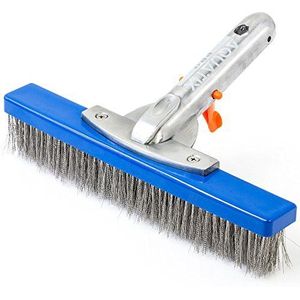 Aquatix Pro Heavy Duty zwembadborstel, duurzame 10 inch zwembadreinigingsborstel, het beste voor het bestrijden van algen en hardnekkige vlekken, aluminium handvat en roestvrijstalen borstelharen,