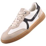 Mustang - Retro Sneakers - Beige/Zwart/Offwhite - Vetersluiting - Laag