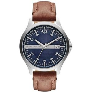 Armani Exchange Bruin Leren Horloge met Drie Wijzers en Datum
