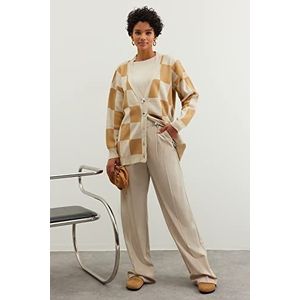 Trendyol Dames Cardigan-Beige-Regular Fit Blazer, Rots, L