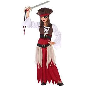 Atosa 56959 COSTUME PIRATE 3-4, meisjes, bruin/wit/rood, 3 a 4 años