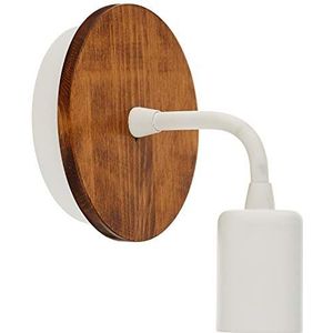 Homemania Wandlamp, wandlamp, wit, metaal, hout, 12 x 10 x 13 cm, 1 x E27, max. 100 W