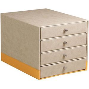 Rhodia 318865C ladenbox (met 4 laden, handgrepen van metaal, kunstleer, elegant en praktisch, ideaal voor kantoor of huis), 1 stuk, beige